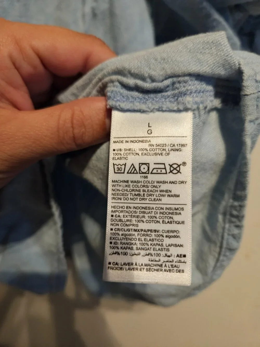Old Navy Chambray Puff-Sleeve Waist-Defined Top